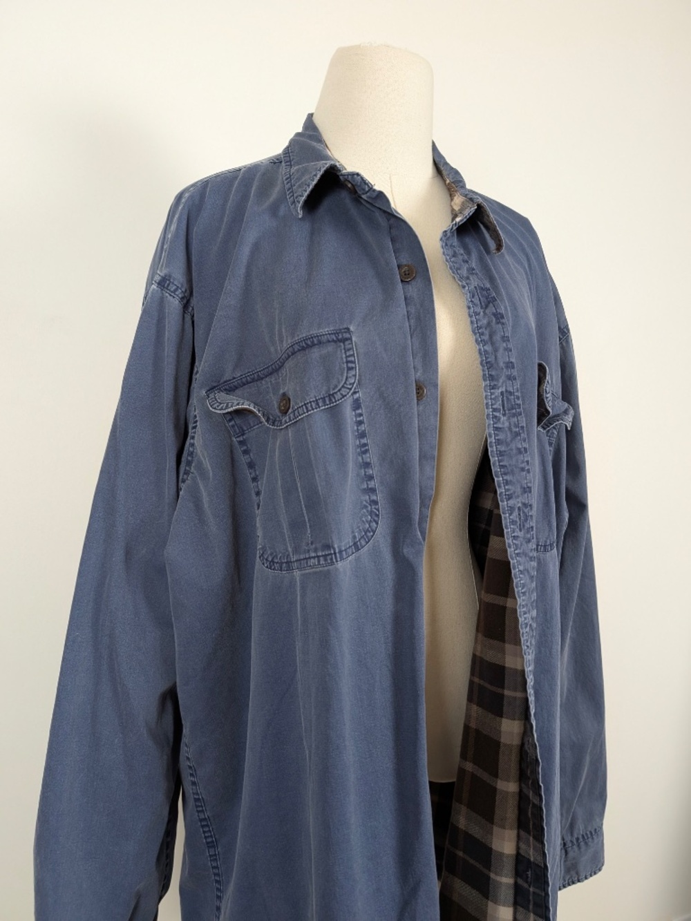 Redhead Lined Oversized Shacket Cotton Size 2XL Blue Relaxed Fit - Picture 3 of 14